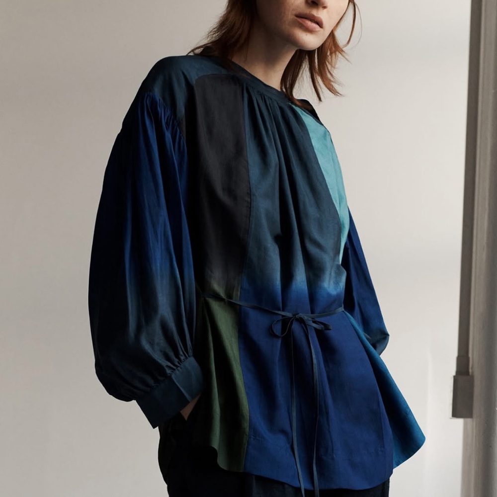 TOAST UK Dip Dye Silk Shirt Blue Multi